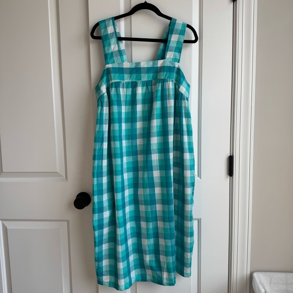 Blair Dresses & Skirts - Blair Teal Gingham 100% Cotton Apron Sundress Size L